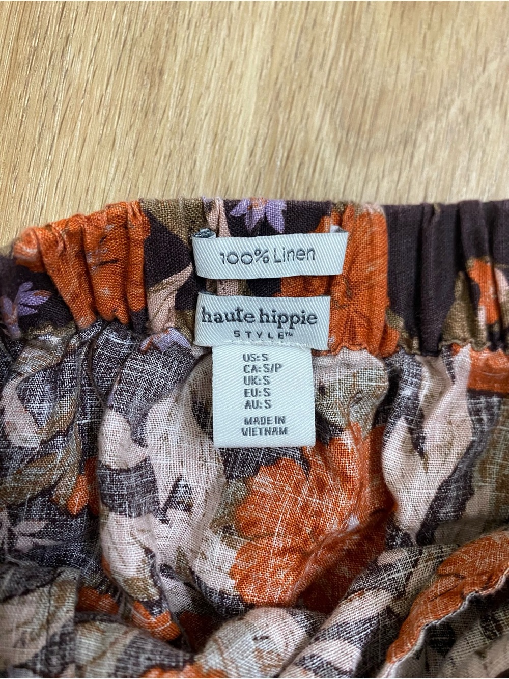 Haute Hippie 100% linen Black Floral A-Line Midi Skirt with Orange Blooms - Picture 5 of 5